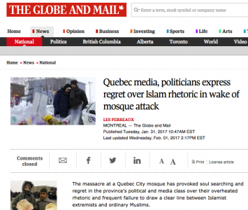 Quebec media, politicians express regret over Islam rhetoric in wake of mosque attack