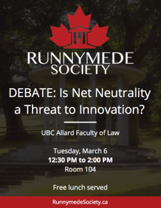 Runnymede Society Debate: Is Net Neutrality a Threat to Innovation?